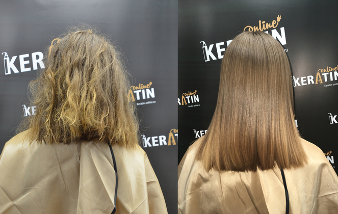 Кератин BC Original фото до и после процедуры выпрямления волос